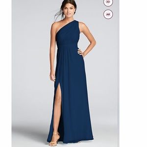 DAVID'S BRIDAL One-Shoulder Crinkle Chiffon Dress